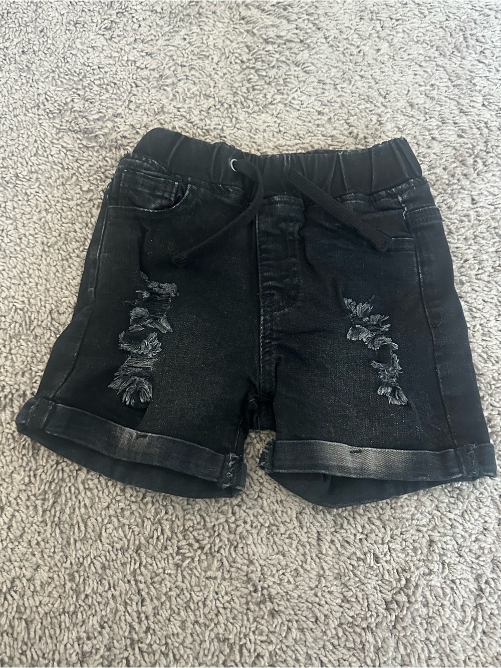 Little Bipsy Black Distressed Rolled-Hem Shorts